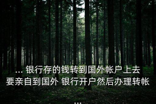 ... 銀行存的錢轉(zhuǎn)到國外帳戶上去要親自到國外 銀行開戶然后辦理轉(zhuǎn)帳...