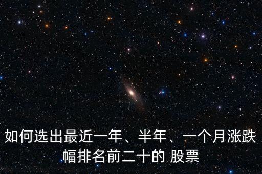 如何選出最近一年、半年、一個月漲跌幅排名前二十的 股票