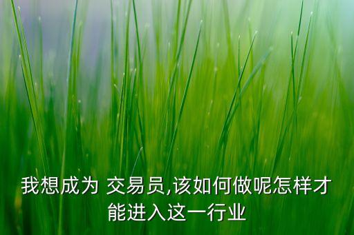 我想成為 交易員,該如何做呢怎樣才能進(jìn)入這一行業(yè)