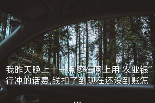我昨天晚上十一點(diǎn)多在網(wǎng)上用 農(nóng)業(yè)銀行沖的話費(fèi),錢扣了到現(xiàn)在還沒到賬怎...