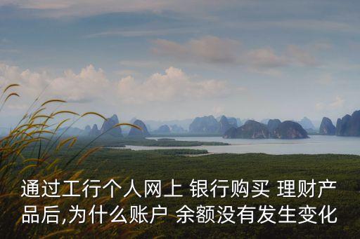 通過工行個(gè)人網(wǎng)上 銀行購買 理財(cái)產(chǎn)品后,為什么賬戶 余額沒有發(fā)生變化