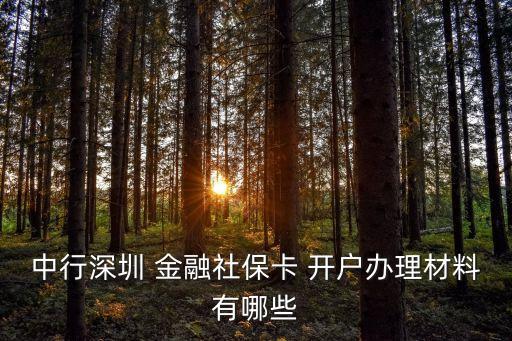 中行深圳 金融社?？?開戶辦理材料有哪些