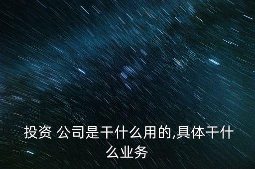  投資 公司是干什么用的,具體干什么業(yè)務(wù)