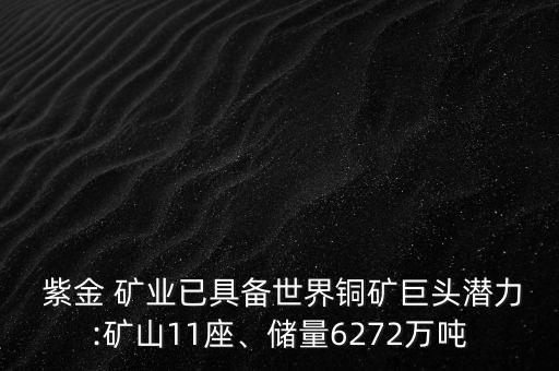  紫金 礦業(yè)已具備世界銅礦巨頭潛力:礦山11座、儲量6272萬噸