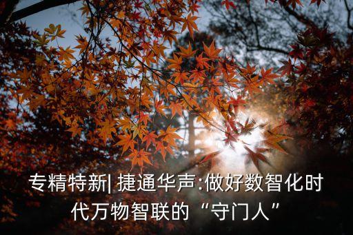 專精特新| 捷通華聲:做好數(shù)智化時代萬物智聯(lián)的“守門人”