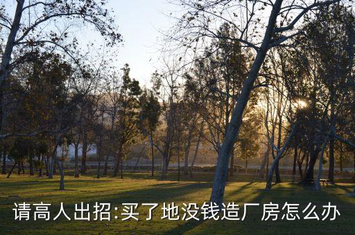請(qǐng)高人出招:買(mǎi)了地沒(méi)錢(qián)造廠房怎么辦