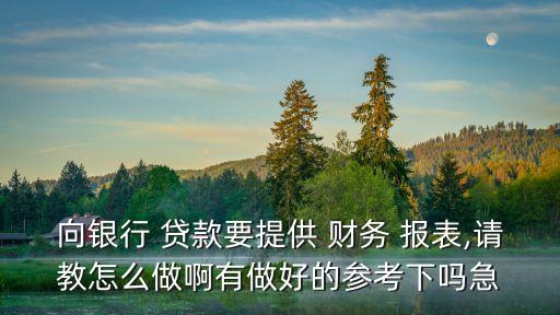 向銀行 貸款要提供 財務(wù) 報表,請教怎么做啊有做好的參考下嗎急