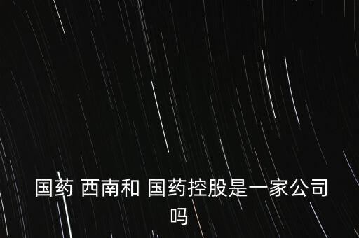  國藥 西南和 國藥控股是一家公司嗎
