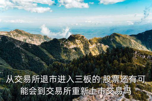 從交易所退市進(jìn)入三板的 股票還有可能會(huì)到交易所重新上市交易嗎