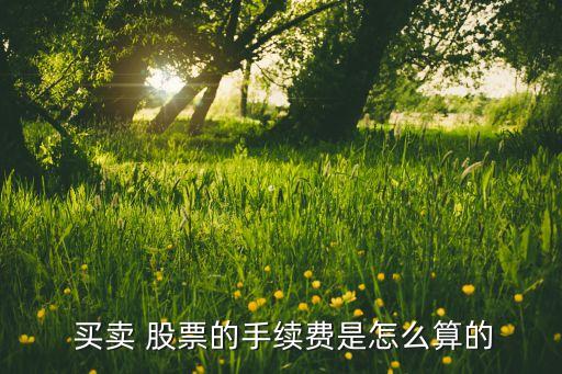  買賣 股票的手續(xù)費是怎么算的