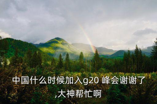 中國什么時候加入g20 峰會謝謝了,大神幫忙啊