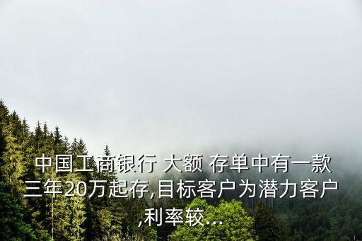  中國(guó)工商銀行 大額 存單中有一款三年20萬(wàn)起存,目標(biāo)客戶為潛力客戶,利率較...