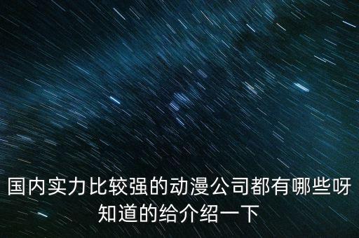 國內(nèi)實(shí)力比較強(qiáng)的動漫公司都有哪些呀知道的給介紹一下