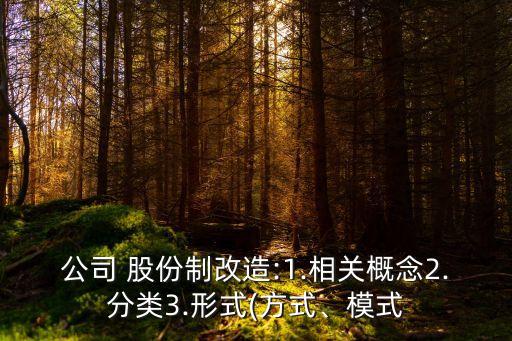 公司 股份制改造:1.相關概念2.分類3.形式(方式、模式