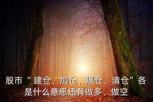 股市“ 建倉、加倉、爆倉、清倉”各是什么意思還有做多、做空
