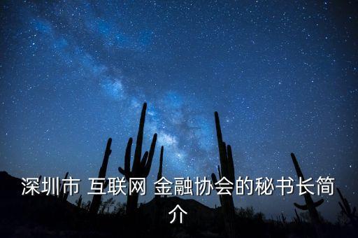 深圳市 互聯(lián)網(wǎng) 金融協(xié)會的秘書長簡介