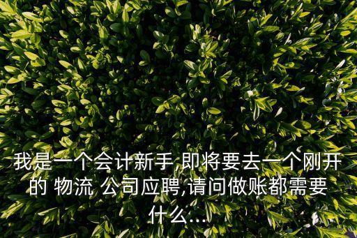 我是一個會計新手,即將要去一個剛開的 物流 公司應聘,請問做賬都需要什么...