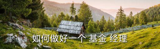 如何做好一個(gè) 基金 經(jīng)理