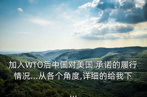 加入WTO后中國對美國 承諾的履行情況...從各個角度,詳細的給我下...