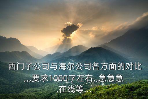  西門(mén)子公司與海爾公司各方面的對(duì)比,,,要求1000字左右,,急急急,在線等...