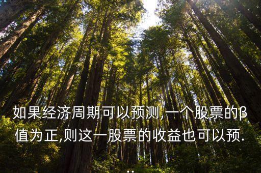 如果經(jīng)濟周期可以預(yù)測,一個股票的β值為正,則這一股票的收益也可以預(yù)...
