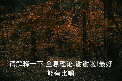 請解釋一下 全息理論,謝謝啦!最好能有比喻