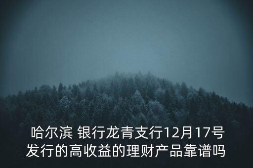  哈爾濱 銀行龍青支行12月17號發(fā)行的高收益的理財產品靠譜嗎
