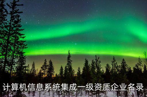 計算機信息系統(tǒng)集成一級資質企業(yè)名錄