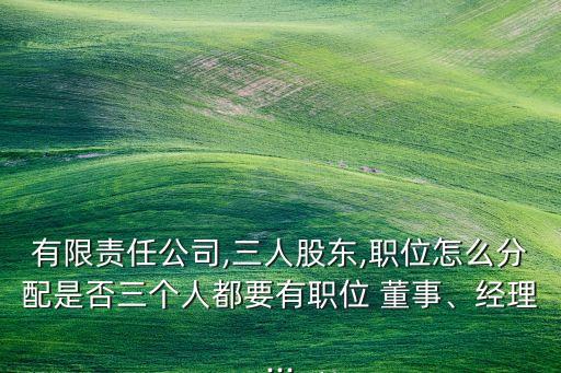 有限責(zé)任公司,三人股東,職位怎么分配是否三個(gè)人都要有職位 董事、經(jīng)理...