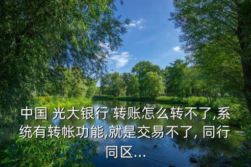 中國(guó) 光大銀行 轉(zhuǎn)賬怎么轉(zhuǎn)不了,系統(tǒng)有轉(zhuǎn)帳功能,就是交易不了, 同行同區(qū)...