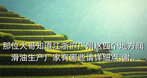 那位大哥知道江浙滬廣州這四個地方潤滑油生產(chǎn)廠家有哪些請詳細點,謝...