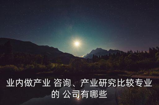 業(yè)內(nèi)做產(chǎn)業(yè) 咨詢、產(chǎn)業(yè)研究比較專(zhuān)業(yè)的 公司有哪些