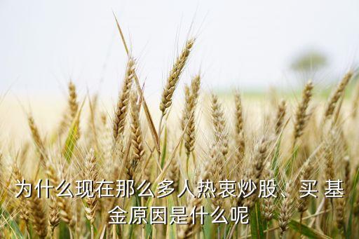 為什么現(xiàn)在那么多人熱衷炒股、買 基金原因是什么呢