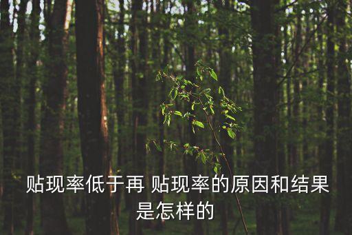  貼現(xiàn)率低于再 貼現(xiàn)率的原因和結果是怎樣的