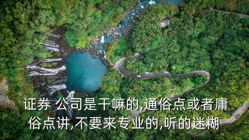 證券 公司是干嘛的,通俗點(diǎn)或者庸俗點(diǎn)講,不要來(lái)專(zhuān)業(yè)的,聽(tīng)的迷糊