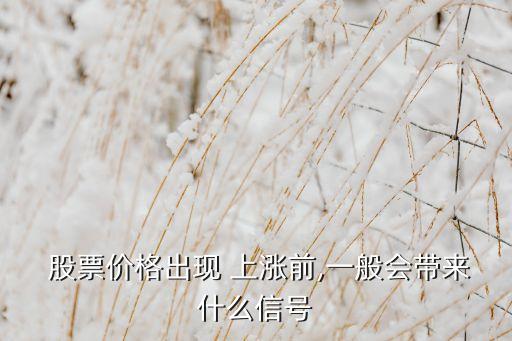  股票價(jià)格出現(xiàn) 上漲前,一般會(huì)帶來什么信號(hào)