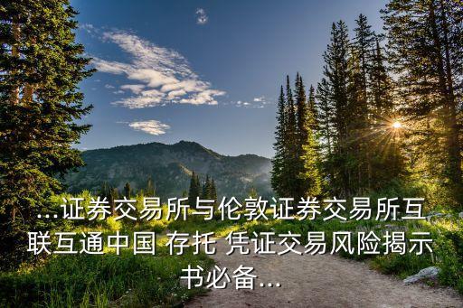 ...證券交易所與倫敦證券交易所互聯(lián)互通中國 存托 憑證交易風(fēng)險揭示書必備...