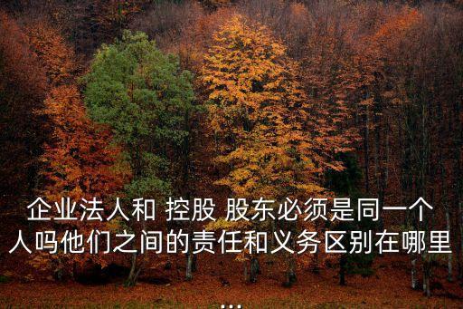 企業(yè)法人和 控股 股東必須是同一個人嗎他們之間的責任和義務(wù)區(qū)別在哪里...