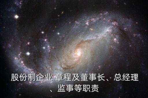  股份制企業(yè) 章程及董事長、總經(jīng)理、監(jiān)事等職責(zé)