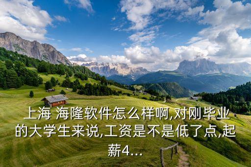  上海 海隆軟件怎么樣啊,對剛畢業(yè)的大學(xué)生來說,工資是不是低了點(diǎn),起薪4...