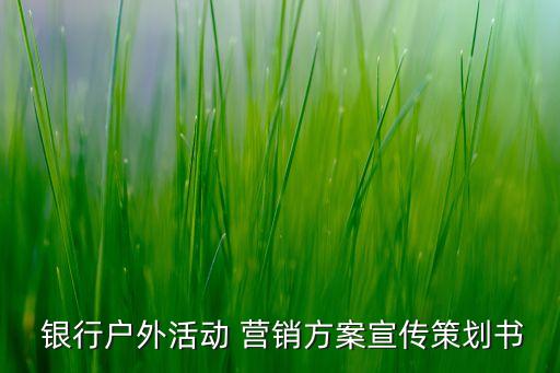  銀行戶外活動(dòng) 營銷方案宣傳策劃書