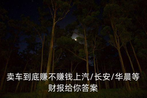 賣車到底賺不賺錢上汽/長安/華晨等財(cái)報(bào)給你答案