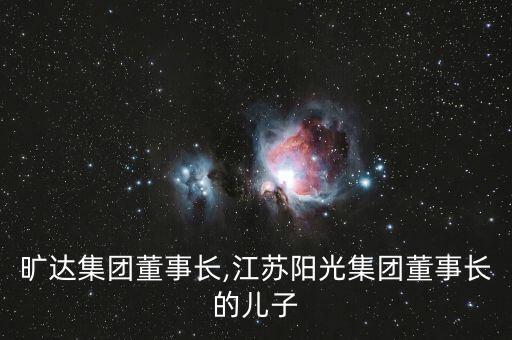 江蘇曠達集團董事長,江蘇陽光集團董事長的兒子