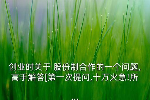 創(chuàng)業(yè)時(shí)關(guān)于 股份制合作的一個(gè)問(wèn)題,高手解答[第一次提問(wèn),十萬(wàn)火急!所...