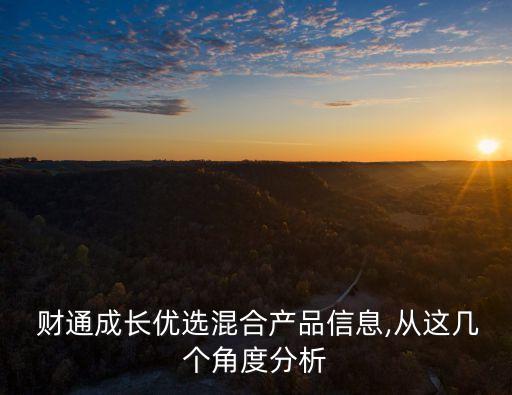  財(cái)通成長優(yōu)選混合產(chǎn)品信息,從這幾個角度分析