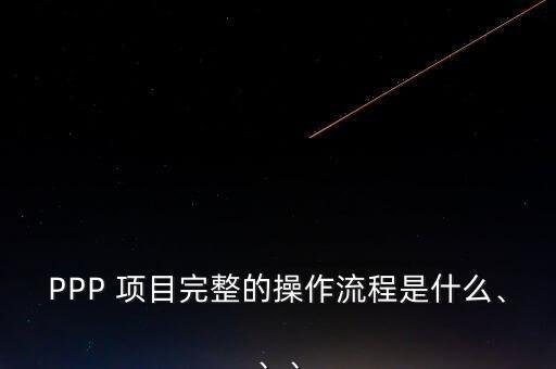 PPP 項目完整的操作流程是什么、、、