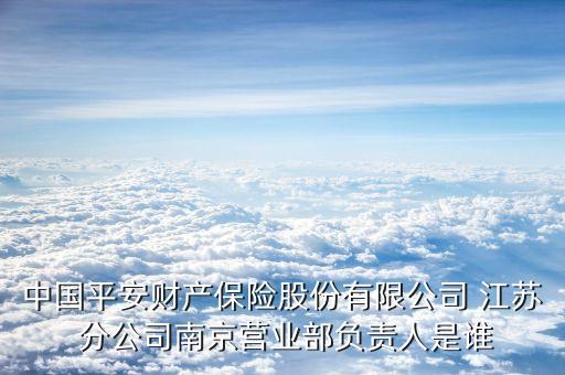 中國(guó)平安財(cái)產(chǎn)保險(xiǎn)股份有限公司 江蘇 分公司南京營(yíng)業(yè)部負(fù)責(zé)人是誰(shuí)