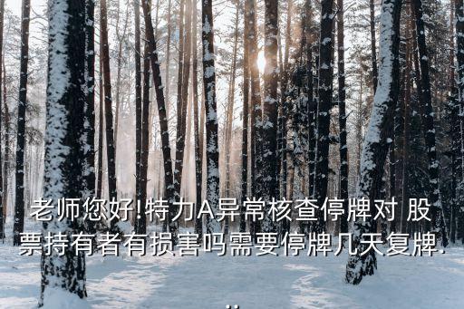 老師您好!特力A異常核查停牌對(duì) 股票持有者有損害嗎需要停牌幾天復(fù)牌...