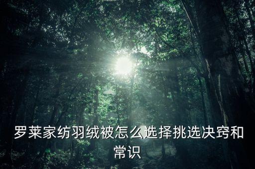  羅萊家紡羽絨被怎么選擇挑選決竅和常識(shí)