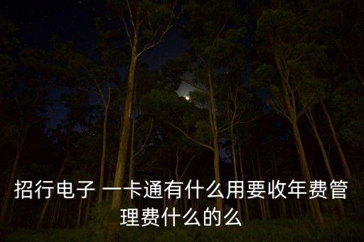招行電子 一卡通有什么用要收年費(fèi)管理費(fèi)什么的么